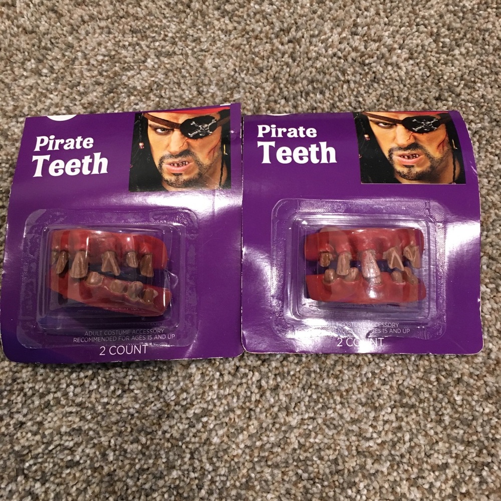 Pirate Teeth, Plastic, Halloween, Scary, Costume, Horror, 2 packages